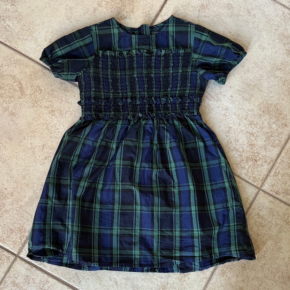 Plaid Kids Dress in Blue and Green Tartan